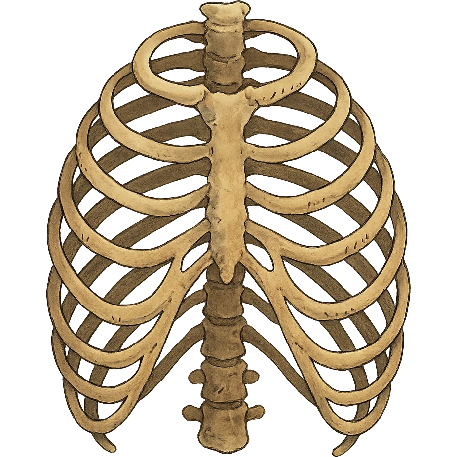 ghibli style skeleton ribs without head, no background emoji