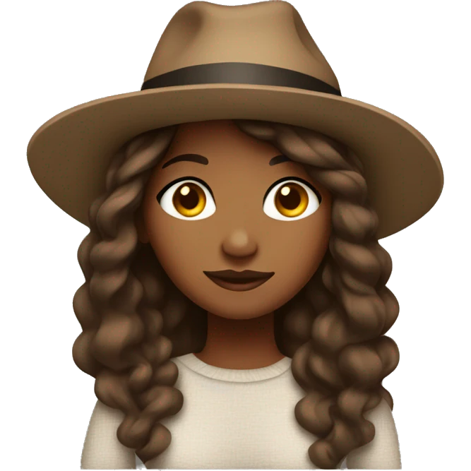 Brown girl, straight hair with a hat emoji