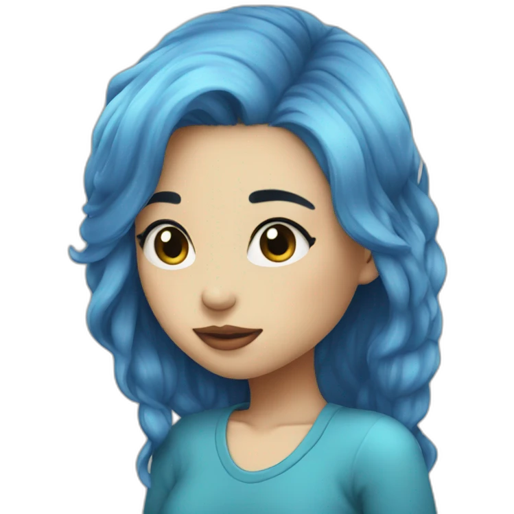 Blue hair girl kiss emoji