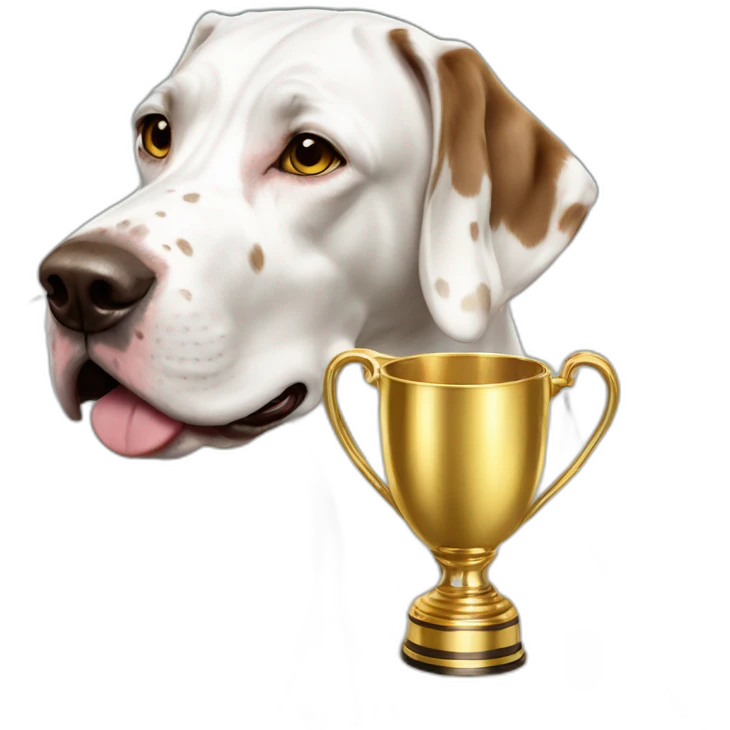English pointer Emma with golden champion cup emoji