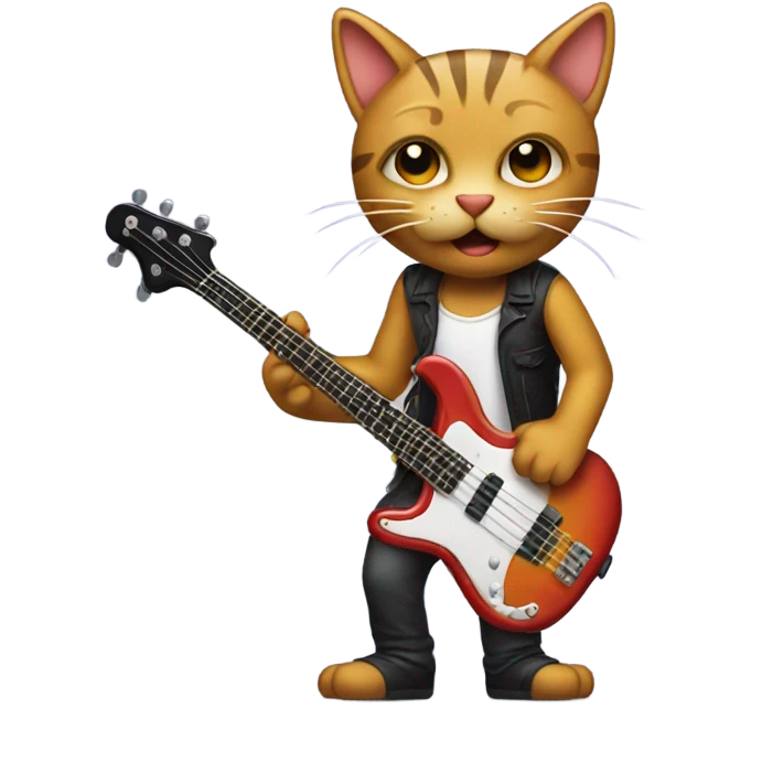 cool cat playing a bass guitar emoji