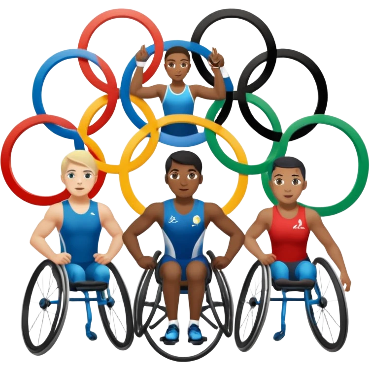 paralympic games with disable athletes with the olypic rings emoji