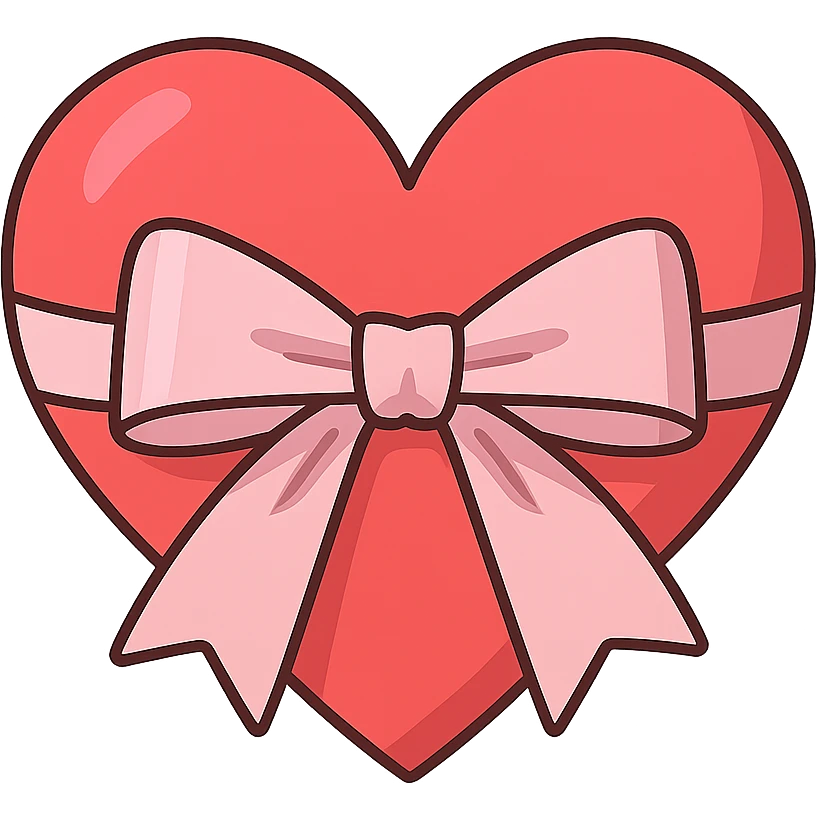 heart with a pink satin bow, clean digital illustration, no background emoji