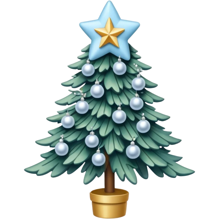 pastel blue pearls and bows christmas tree and white star emoji