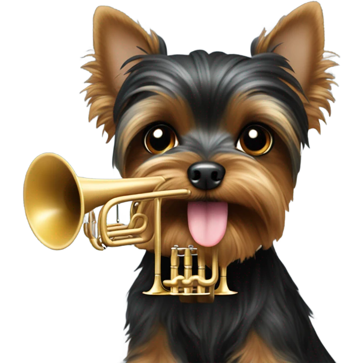 Black Yorkie playing the trumpet  emoji