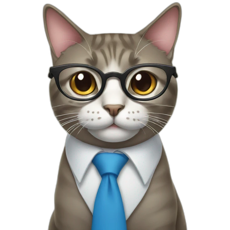 Cat with glasses and tie emoji