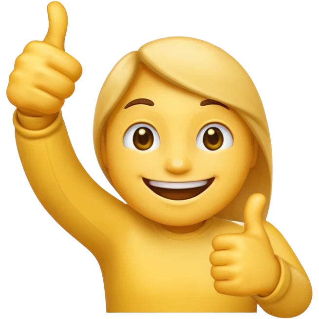 a yellow emoji smiling with a thumbs up emoji