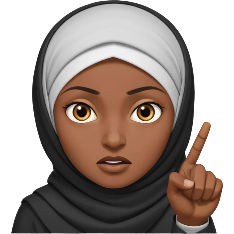 злая черная женщина мусульманка указывает на человека слева emoji