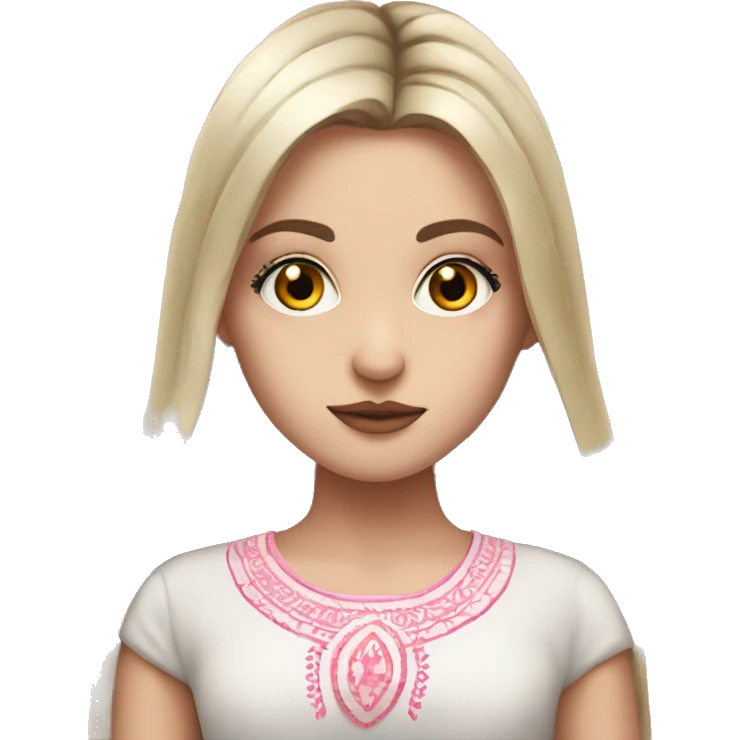 Slavic girl, very long eye lashes, pink lips emoji
