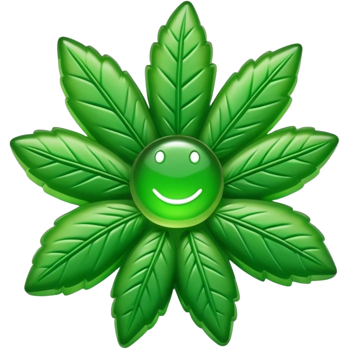 generate an emoji-style image of a gusher gummy shaped like a marijuana flower emoji