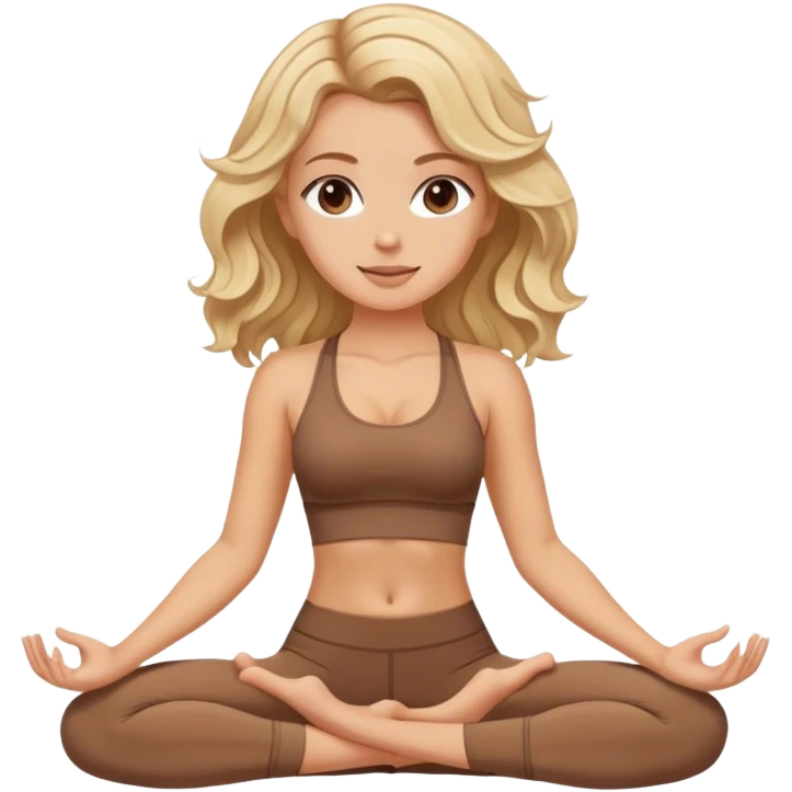 White girl with wavy blonde hair doing yoga brown set emoji
