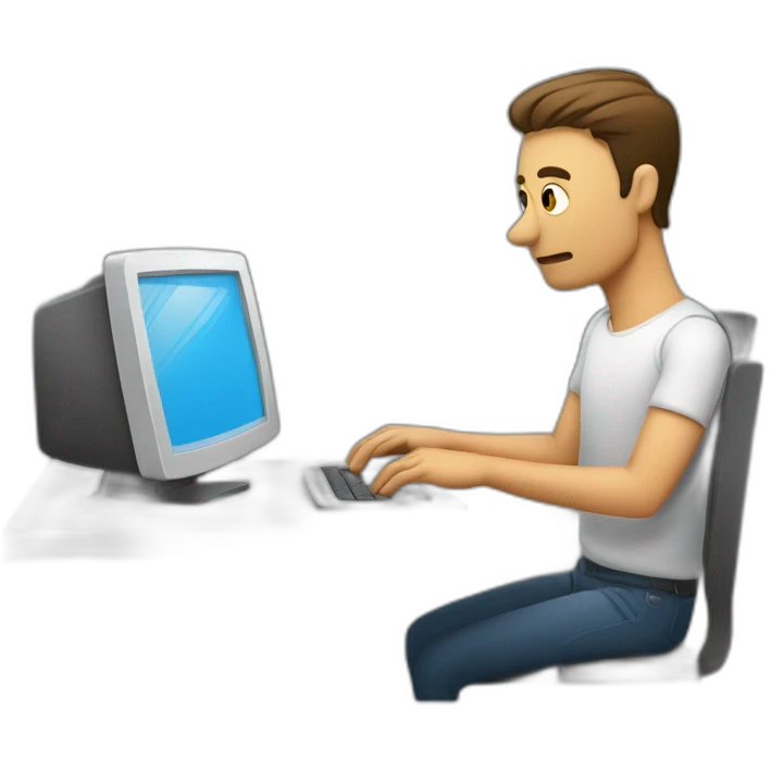 hombre revisando el email en su computadora emoji