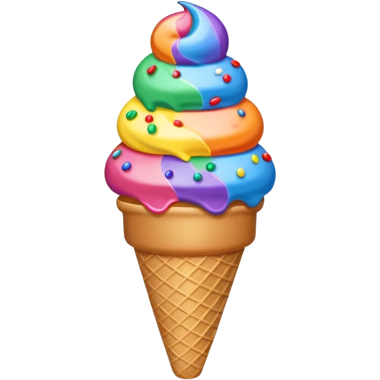 ice cream cone with rainbow swirl scoop and sprinkles emoji