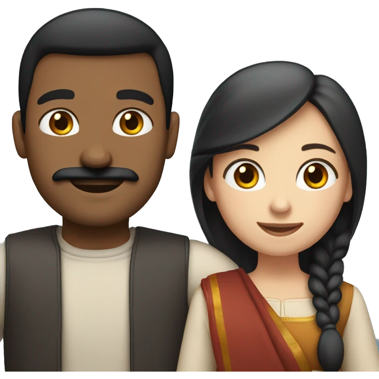 Couple hugging and embracing each other, Indian man with black hair and moustache, white woman with blue eyes and brown hair  emoji