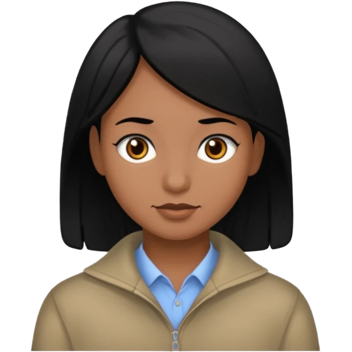 Black hair medium brown skin dark brown eyes emoji