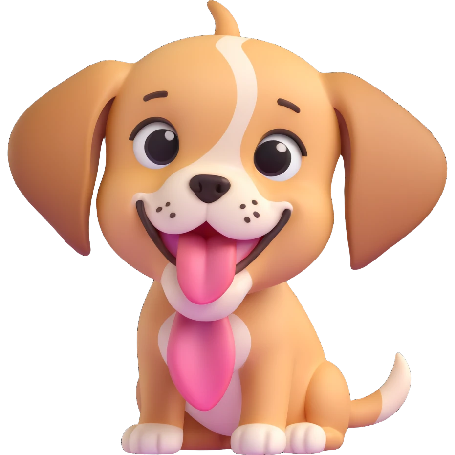 happy puppy with its tongue out, vibrant and fun emoji