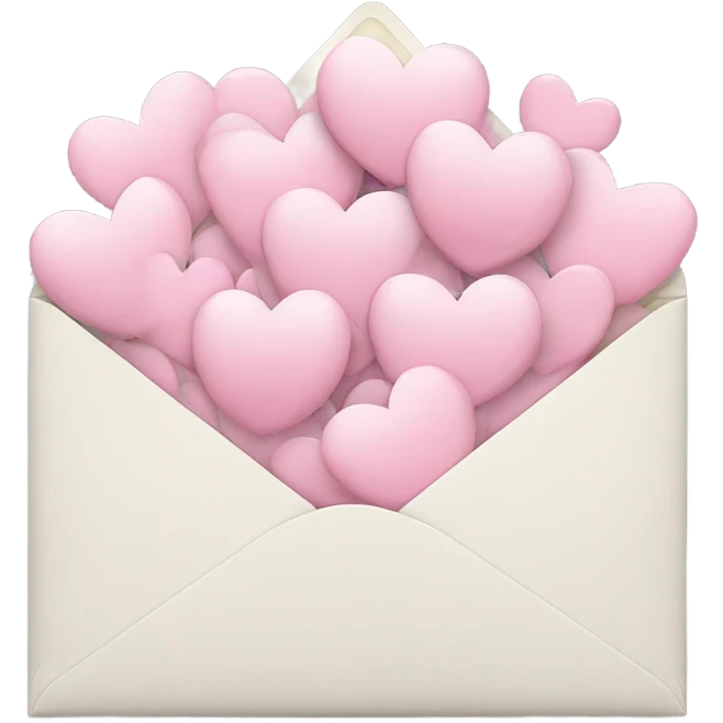 White Romantic enveloppe and pink pastel hearts emoji