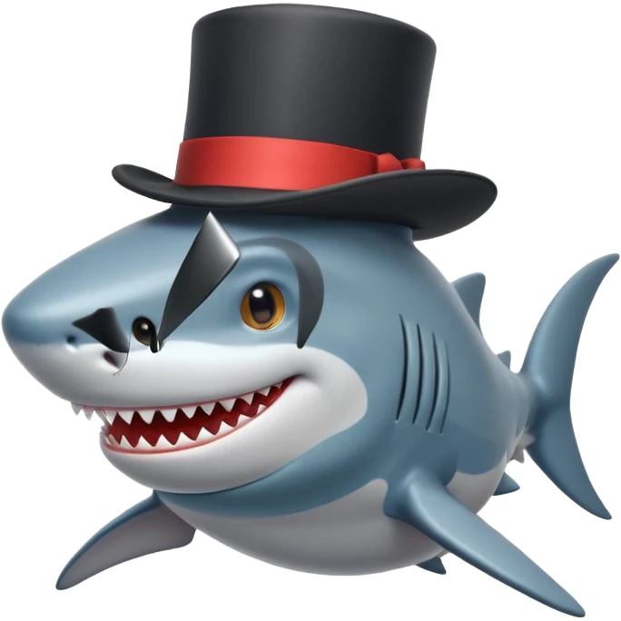 Shark with a top hat emoji
