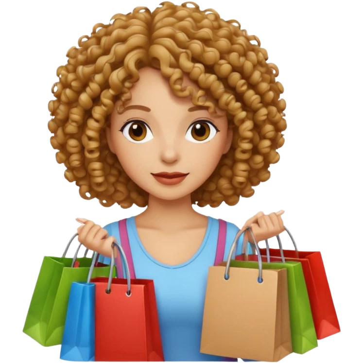 woman with curly hair shopping emoji