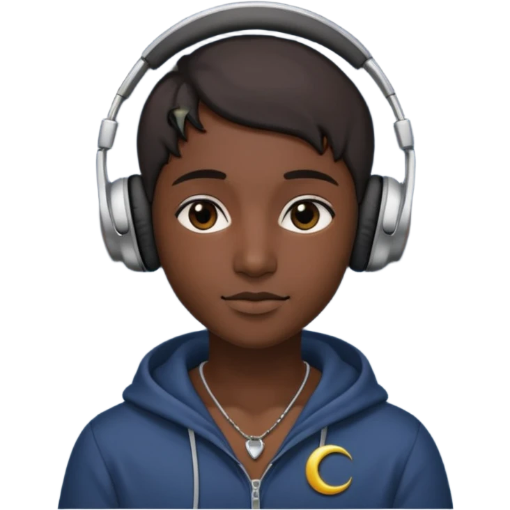 gecə ve kulaklık takmış bir ay emoji