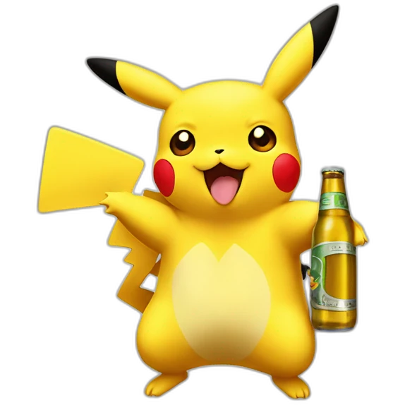 Pikachu buvant une bière emoji