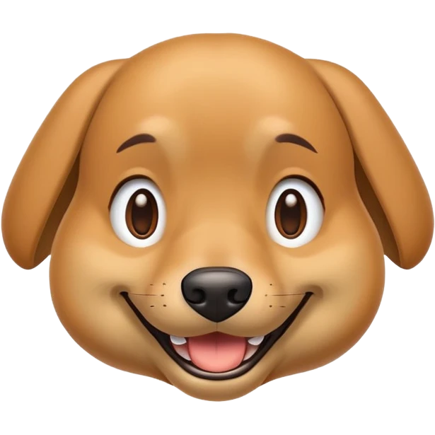 human-dog hybrid smiling, cartoonish features emoji