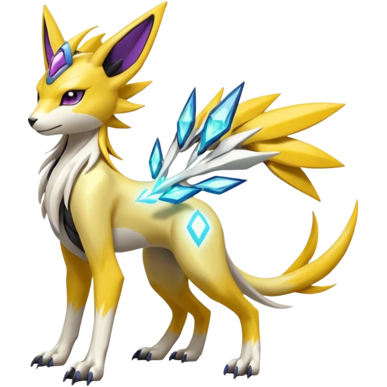 Colorful Futuristic Meloetta-Renamon-Manectric-Solgaleo-Raikou-Pokémon-Digimon-Fakémon-fusion-hybrid-creature emoji