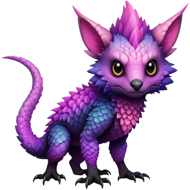 Cool Edgy Black-pink-purple-gradient badass Trico-animal-creature full body emoji