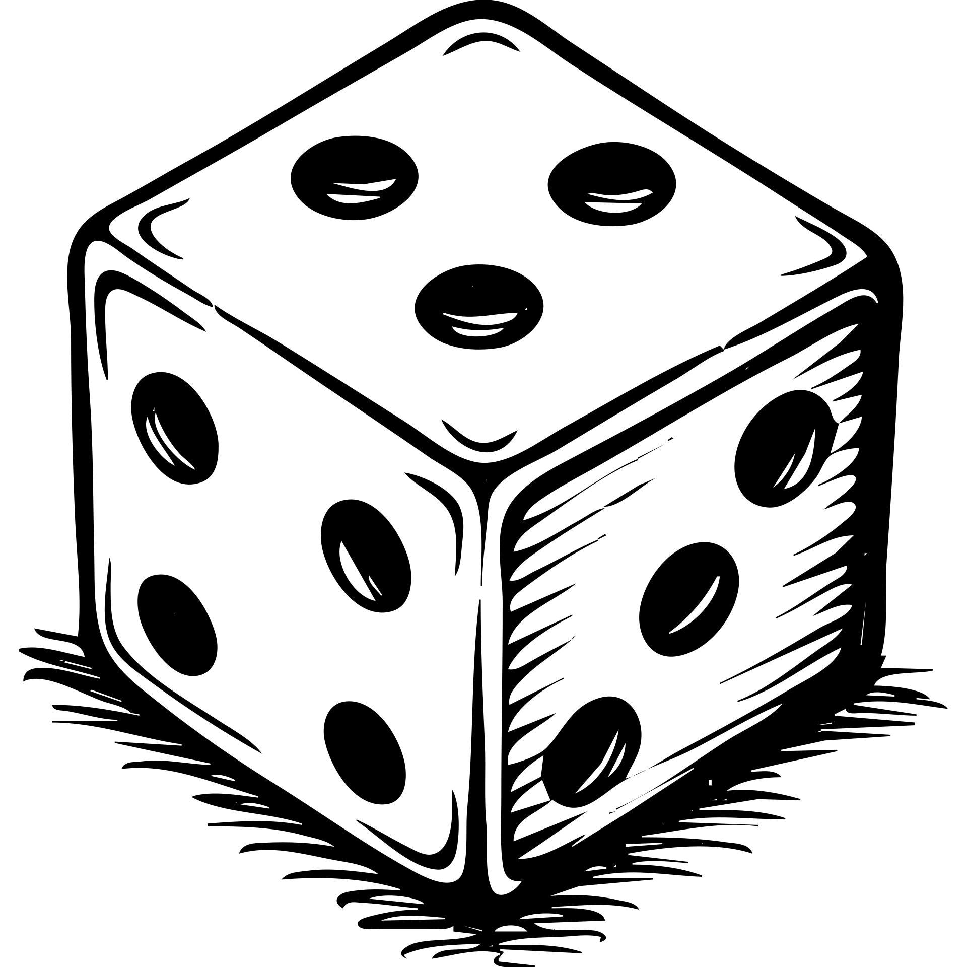 Hand-sketched dice emoji