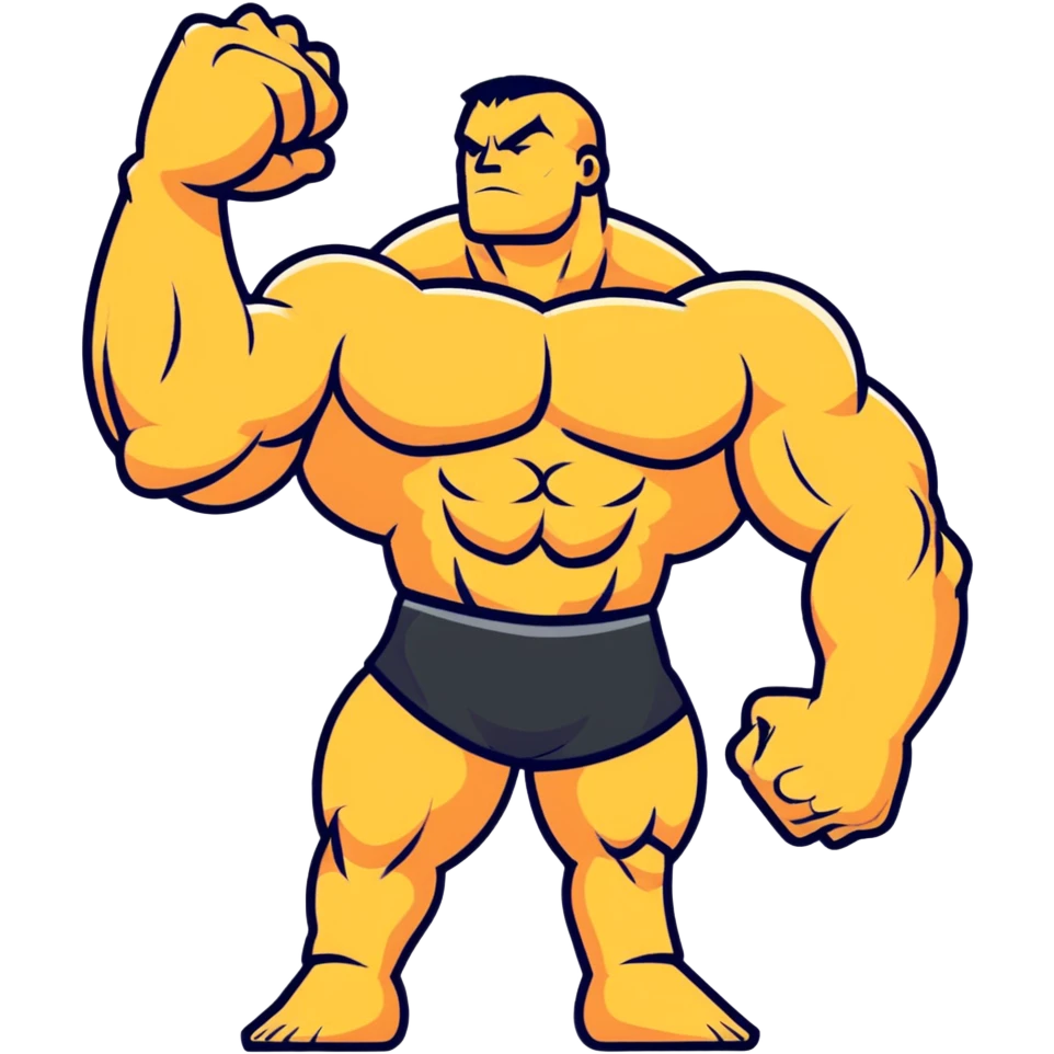 powerful strong limbs flexing, bodybuilder pose emoji