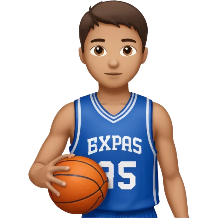 Giocatore basket con il pallone con il numero 35 e completino azzurro e bianco emoji