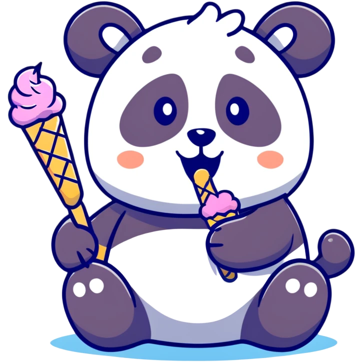 Panda eating ice cream emoji