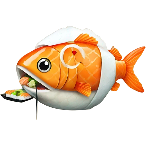 Fish eating sushi emoji