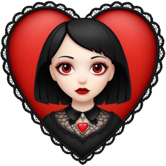 goth themed heart with a black lace collar emoji