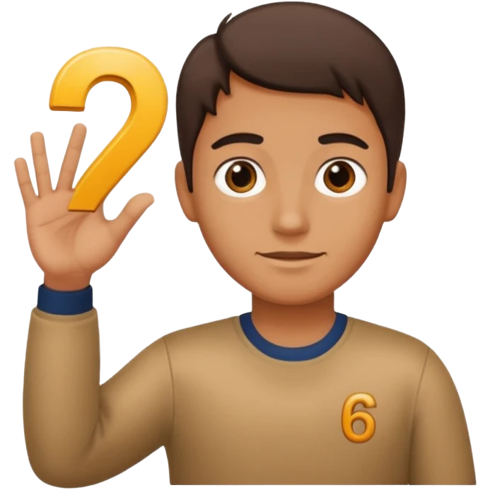 🤷🏻‍♂️ number 6 in left hand and number 7 in the right hand emoji