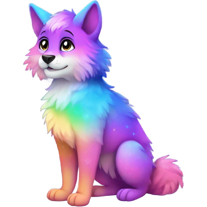 Colorful gradient-Sparkle-nebula-fursona anthropomorphic furry full body emoji