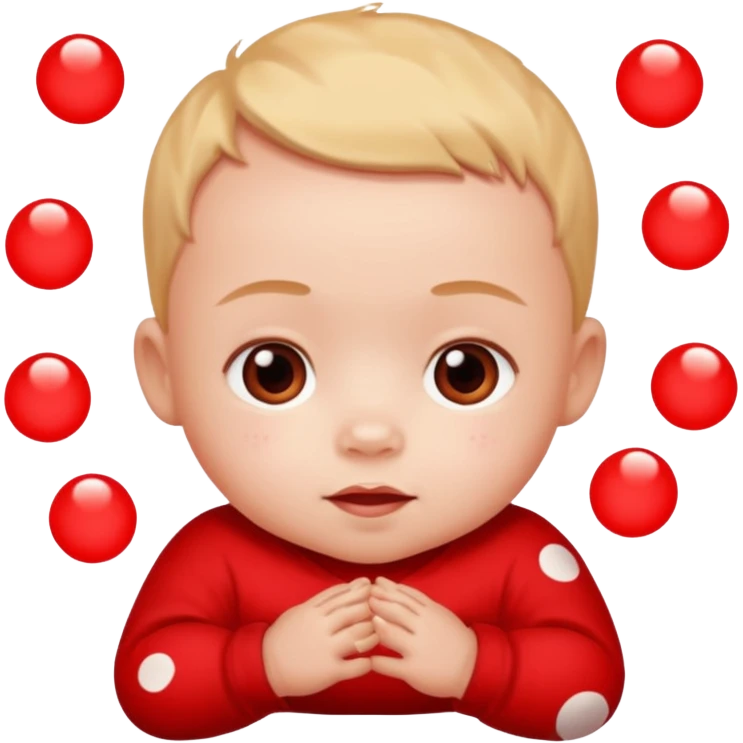 bebe com bolinhas vermelhas pequenas pelo corpo de tamanhos variados, menores e mais espalhads emoji