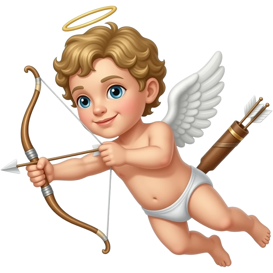 flying victorian cupid with bow and arrow emoji