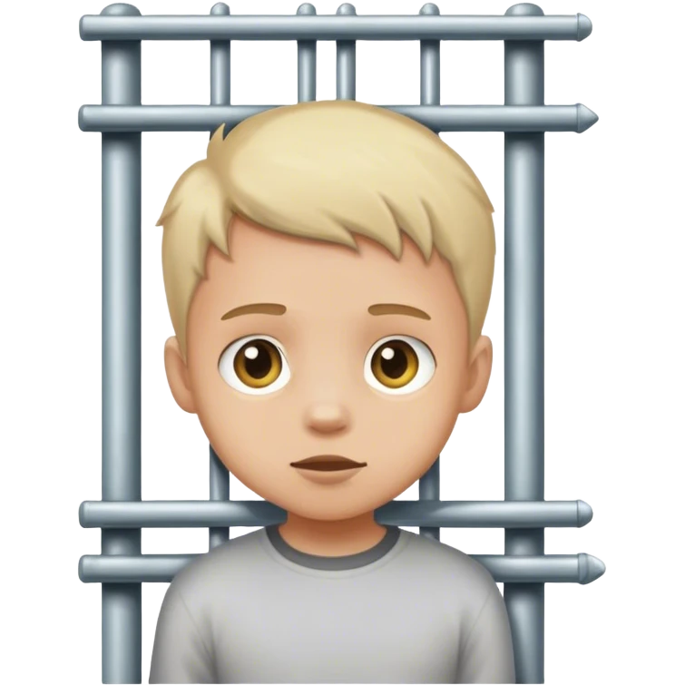 boy looking through the gate' bars emoji