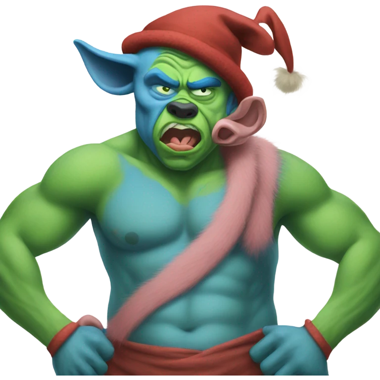 Pig man and blue grinch emoji
