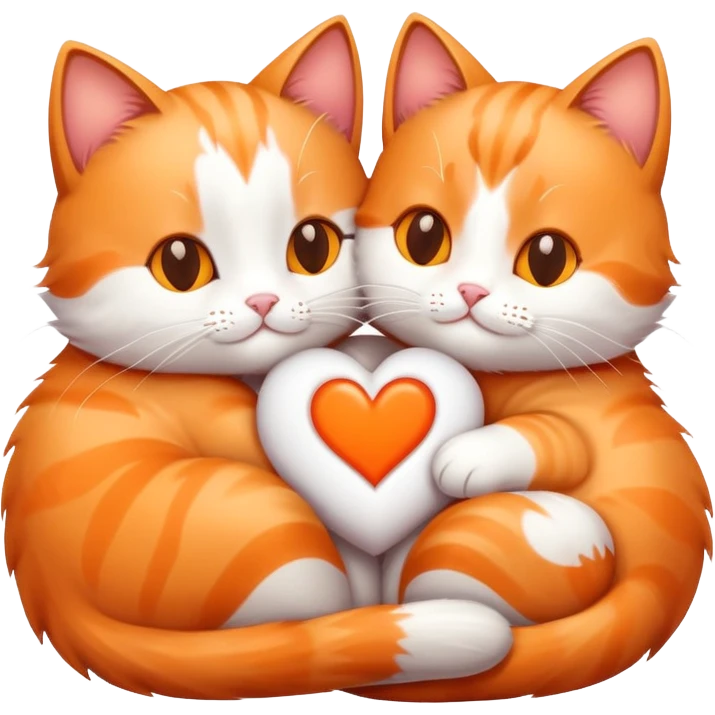 Cats snuggling together with hearts  emoji
