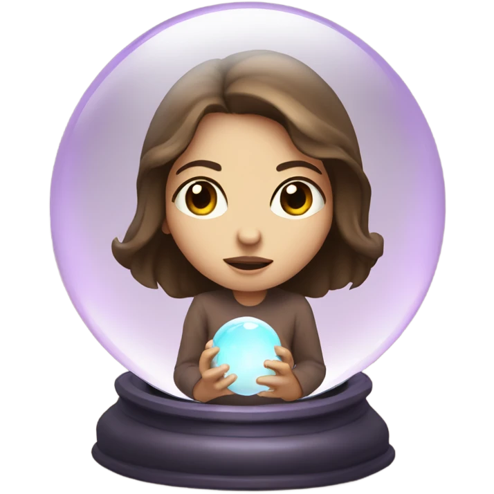 Psychic girl with brown hair looking into crystal ball  emoji
