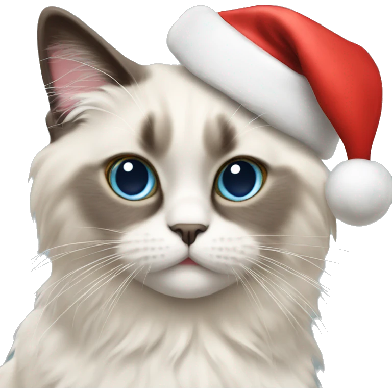 Cat ragdoll with a Christmas hat  emoji