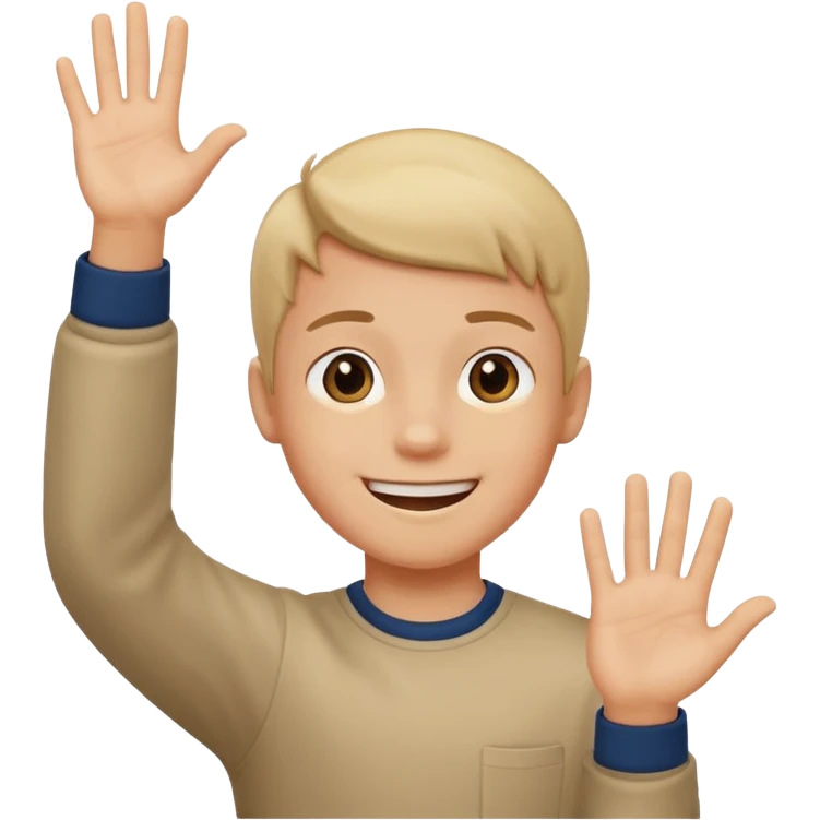 boy raising his hand emoji