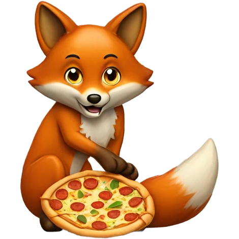 A fox eating pizza emoji