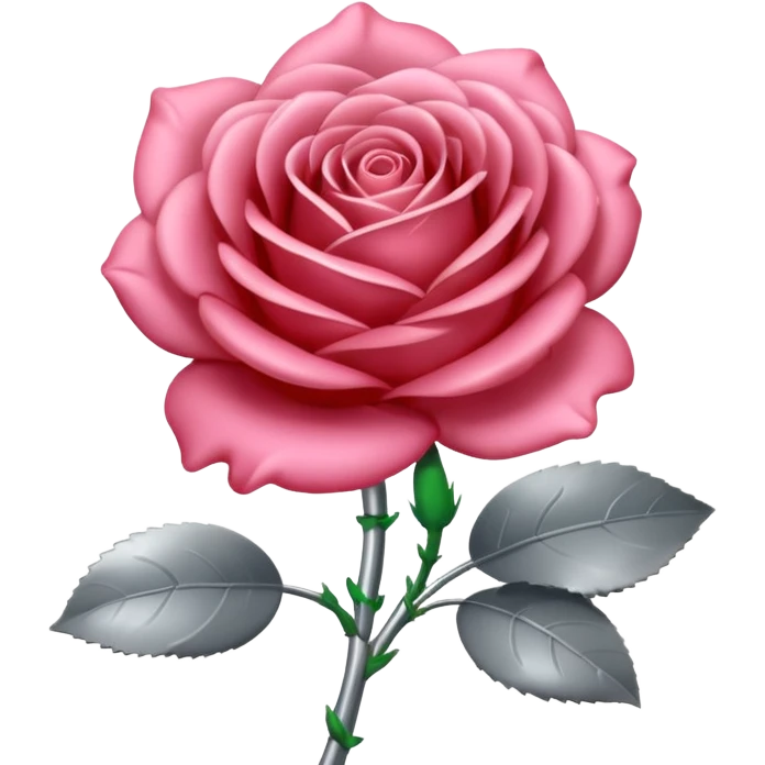 gray metal chrome rose, without green leaves, just flower emoji