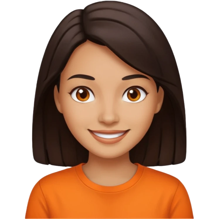 medium tone skin, dark hair, orange shirt, woman emoji