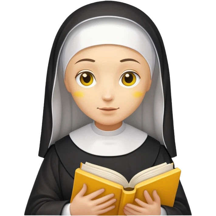 nun with yellow skin, holding a book emoji