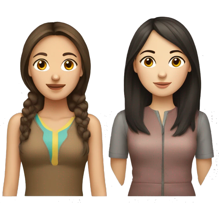 A Russian brunette woman and a Kazakh girl. emoji