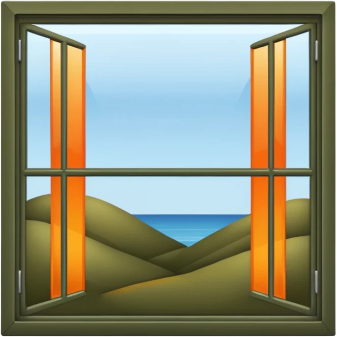 Dark olive orange open upfront look of a window. emoji